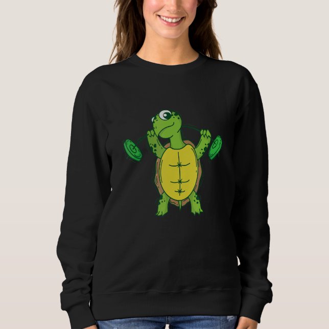 Turtle loves Fitness and lifting Weights T Shirt (Framsida)