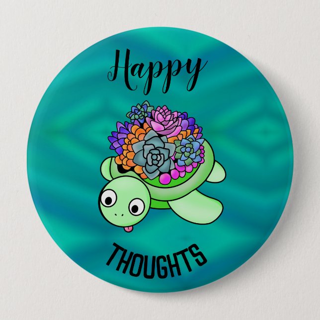 Turtle Lucky Three Ocean Beach Lugn Lycklig Bright Knapp (Framsida)
