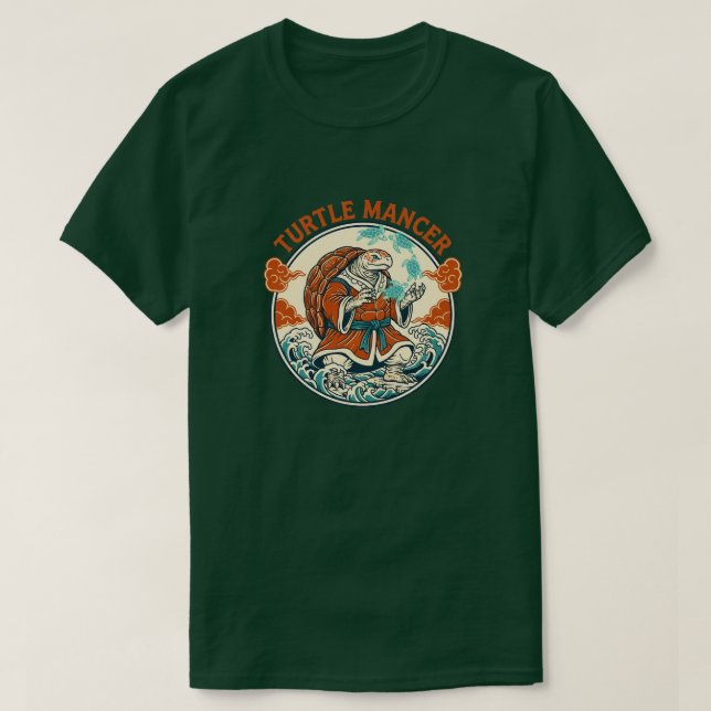 Turtle Mancer Mystic Ocean Waves Japanese Art T Shirt (Design framsida)
