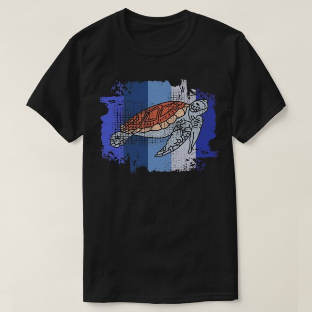 Turtle Marine Biolog Vintage Retro T Shirt (Design framsida)