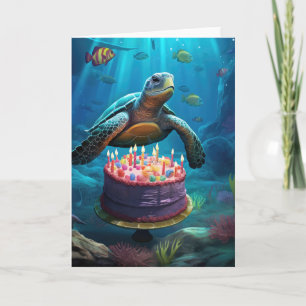 Turtle med Birthday Cake Kort