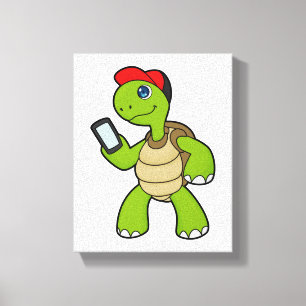 Turtle med Mobil och hög Canvastryck