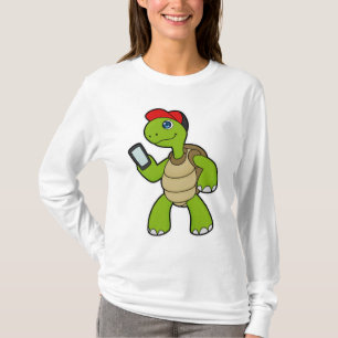 Turtle med Mobil och hög T Shirt