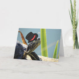 Turtle med Monocle och Top hat Blank Hälsning Kort