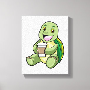 Turtle med Snäcka och kaffe att gå Canvastryck