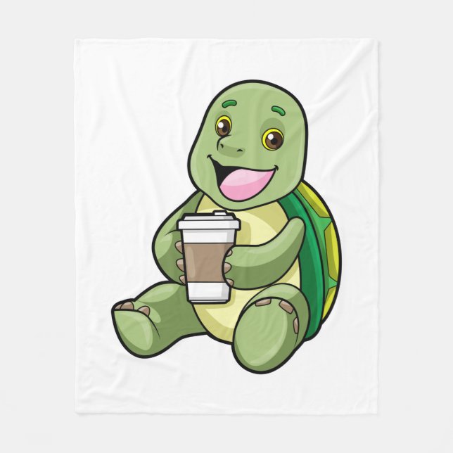 Turtle med Snäcka och kaffe att gå Fleecefilt (Framsidan)