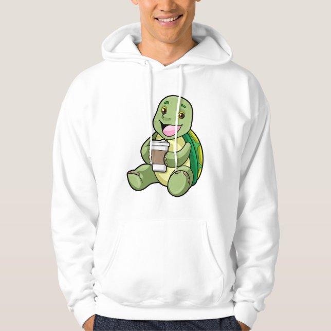 Turtle med Snäcka och kaffe att gå Hoodie (Framsida)