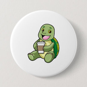 Turtle med Snäcka och kaffe att gå Knapp