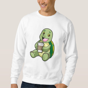 Turtle med Snäcka och kaffe att gå Lång Ärmad Tröja