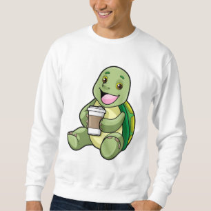 Turtle med Snäcka och kaffe att gå Lång Ärmad Tröja