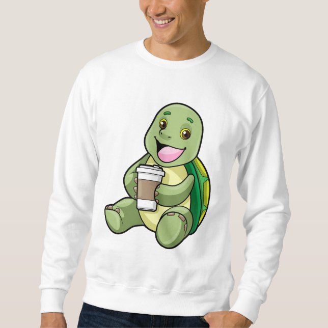 Turtle med Snäcka och kaffe att gå Lång Ärmad Tröja (Framsida)
