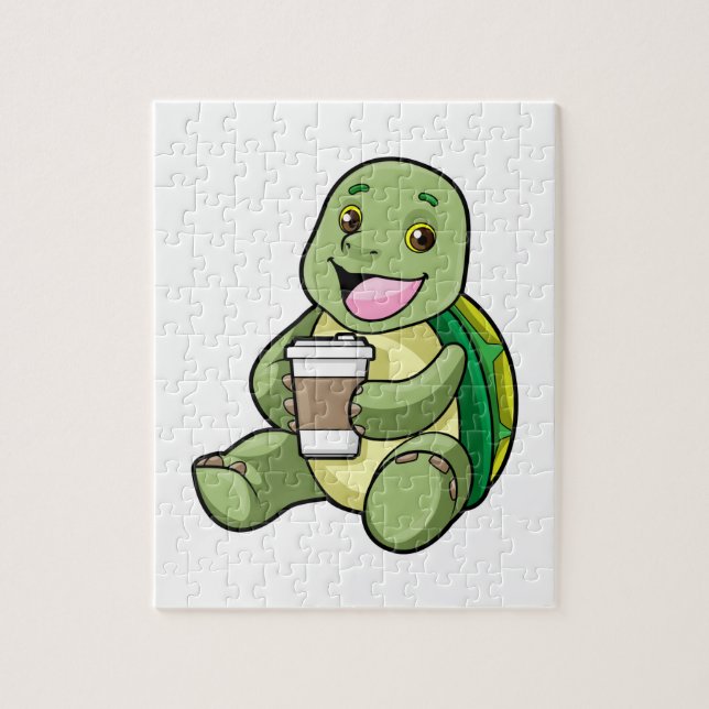 Turtle med Snäcka och kaffe att gå Pussel (Vertikal)