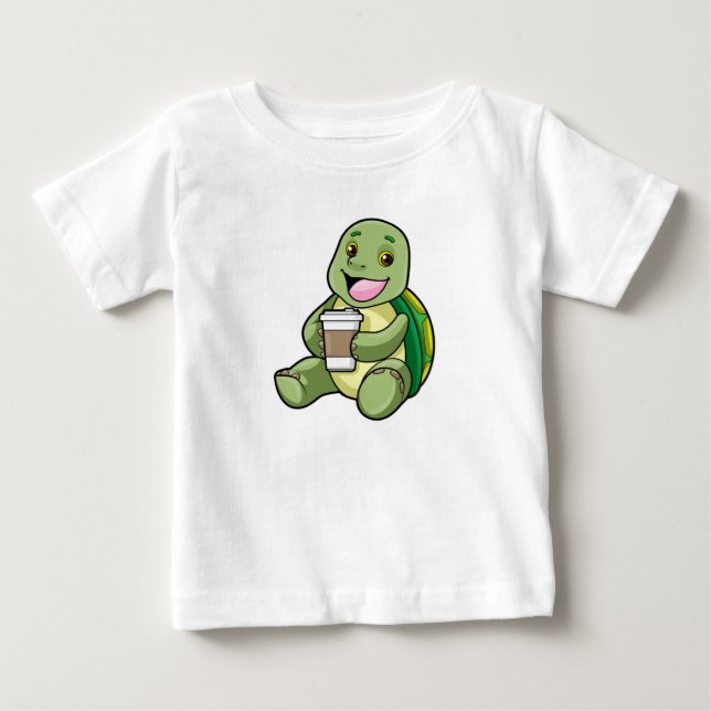 Turtle med Snäcka och kaffe att gå T Shirt (Framsida)