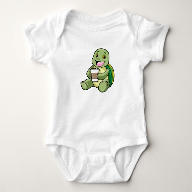 Turtle med Snäcka och kaffe att gå T Shirt (Framsida)