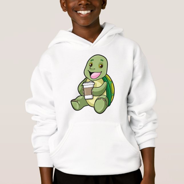Turtle med Snäcka och kaffe att gå T Shirt (Framsida)