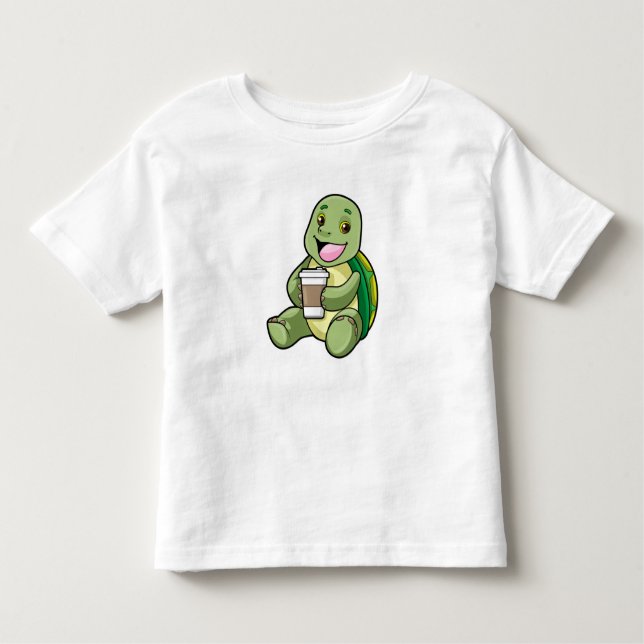 Turtle med Snäcka och kaffe att gå T Shirt (Framsida)