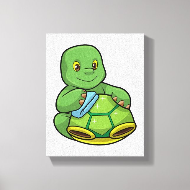 Turtle med Snäcka och Städning Canvastryck (Framsida)