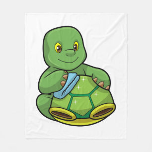 Turtle med Snäcka och Städning Fleecefilt