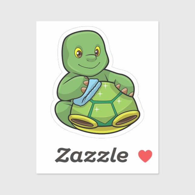 Turtle med Snäcka och Städning Klistermärken (Ark)