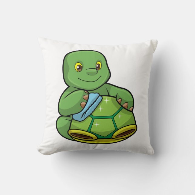 Turtle med Snäcka och Städning Kudde (Framsida)