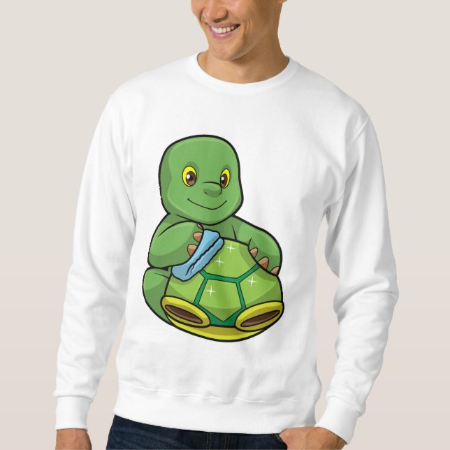 Turtle med Snäcka och Städning Lång Ärmad Tröja (Framsida)