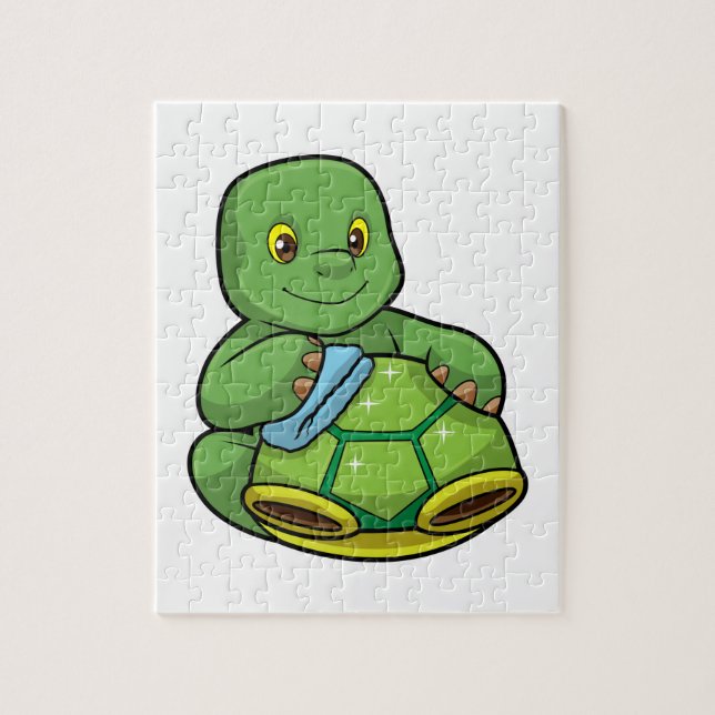 Turtle med Snäcka och Städning Pussel (Vertikal)