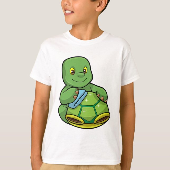 Turtle med Snäcka och Städning T Shirt (Framsida)