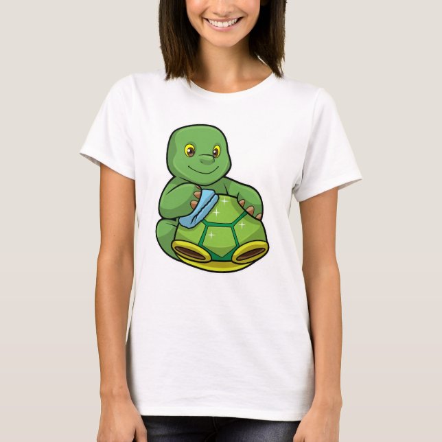 Turtle med Snäcka och Städning T Shirt (Framsida)