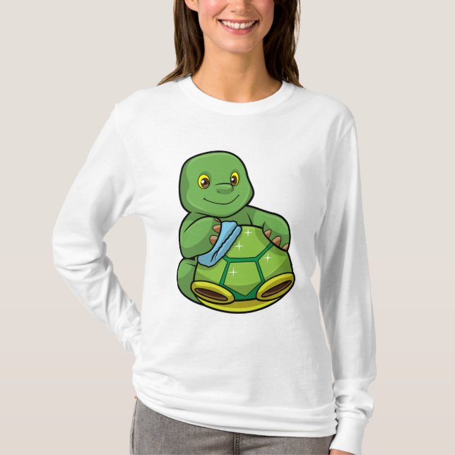 Turtle med Snäcka och Städning T Shirt (Framsida)