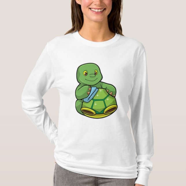 Turtle med Snäcka och Städning T Shirt (Framsida)