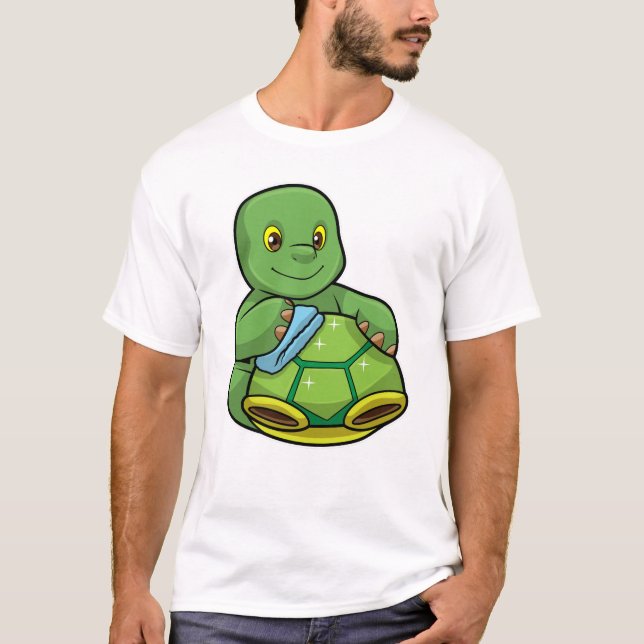 Turtle med Snäcka och Städning T Shirt (Framsida)