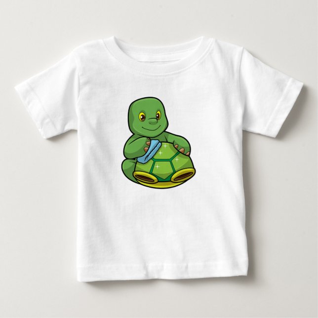 Turtle med Snäcka och Städning T Shirt (Framsida)