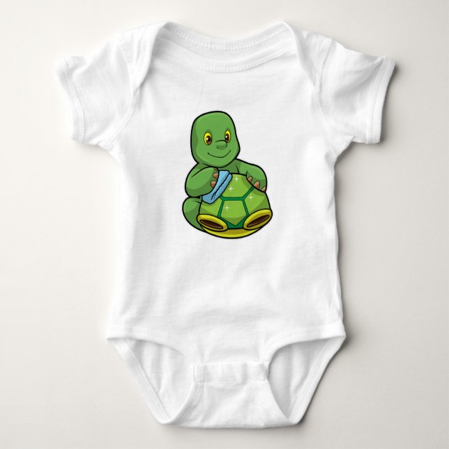 Turtle med Snäcka och Städning T Shirt (Framsida)