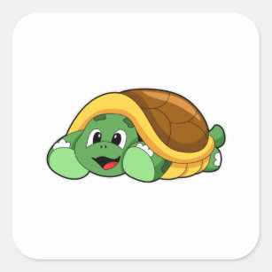Turtle med Snäcka som Blanket Fyrkantigt Klistermärke