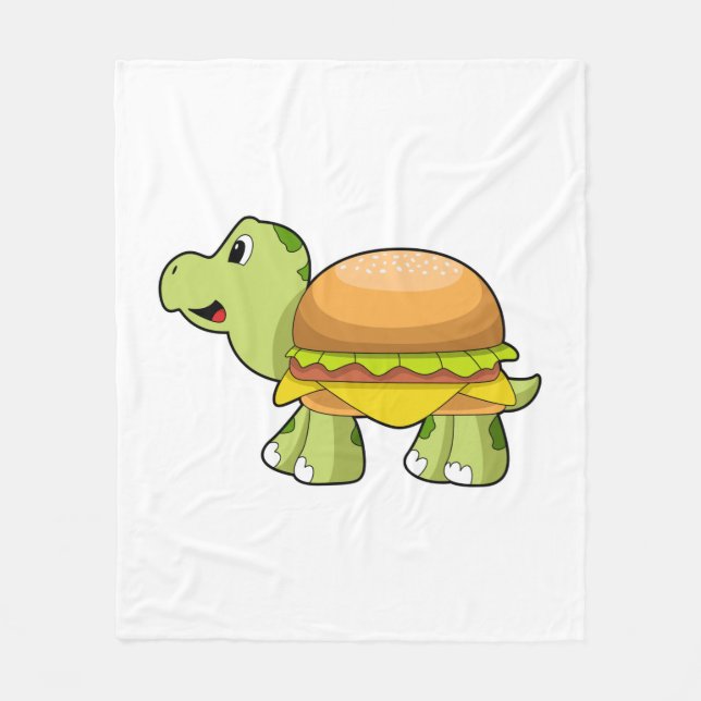 Turtle med Snäcka som Burger.PNG Fleecefilt (Framsidan)