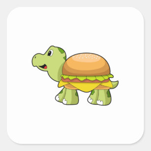 Turtle med Snäcka som Burger.PNG Fyrkantigt Klistermärke