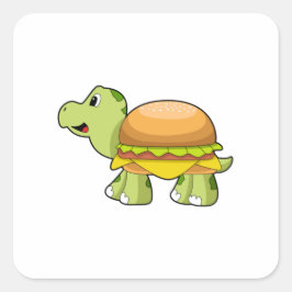 Turtle med Snäcka som Burger.PNG Fyrkantigt Klistermärke