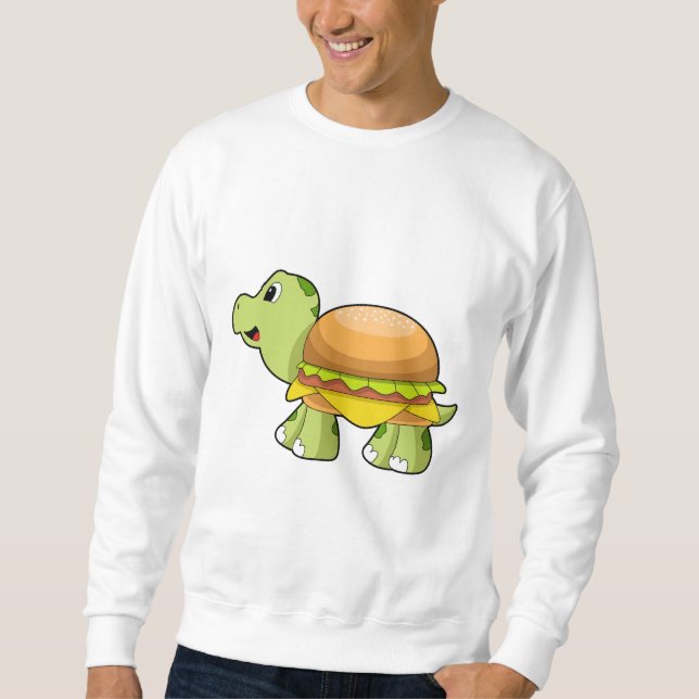Turtle med Snäcka som Burger.PNG Lång Ärmad Tröja (Framsida)