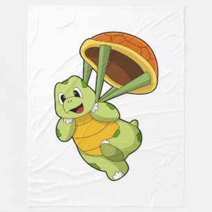 Turtle med Snäcka som Skydiver Fleecefilt