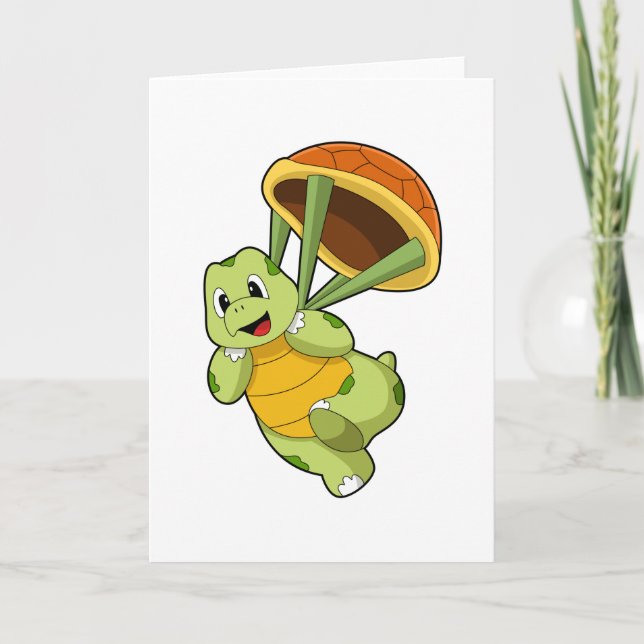 Turtle med Snäcka som Skydiver Kort (Framsida)