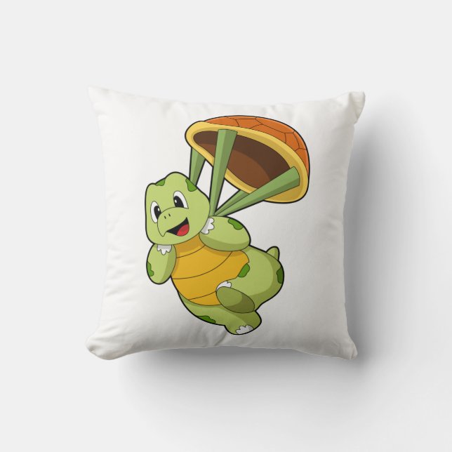 Turtle med Snäcka som Skydiver Kudde (Framsida)