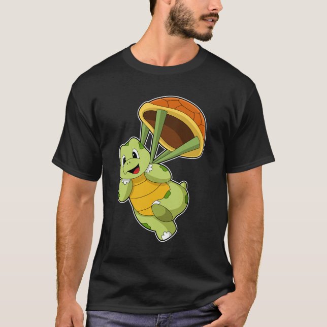 Turtle med Snäcka som Skydiver T Shirt (Framsida)