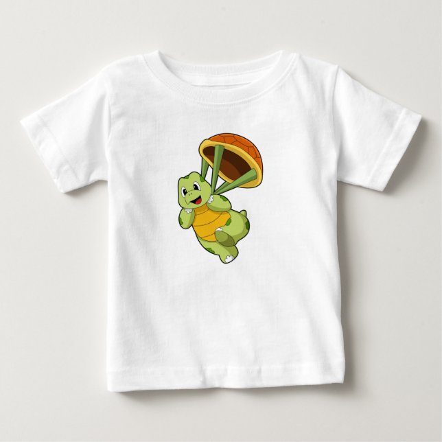 Turtle med Snäcka som Skydiver T Shirt (Framsida)
