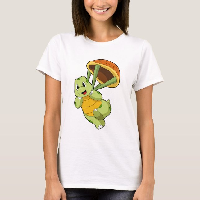 Turtle med Snäcka som Skydiver T Shirt (Framsida)