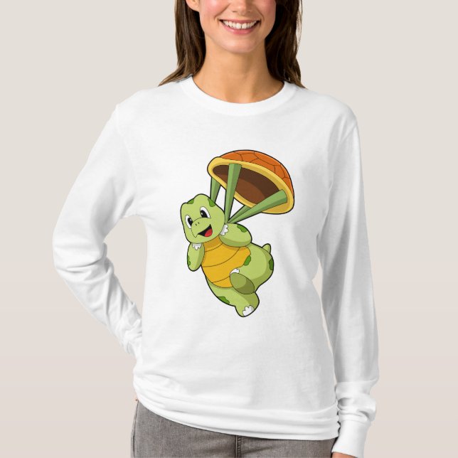 Turtle med Snäcka som Skydiver T Shirt (Framsida)