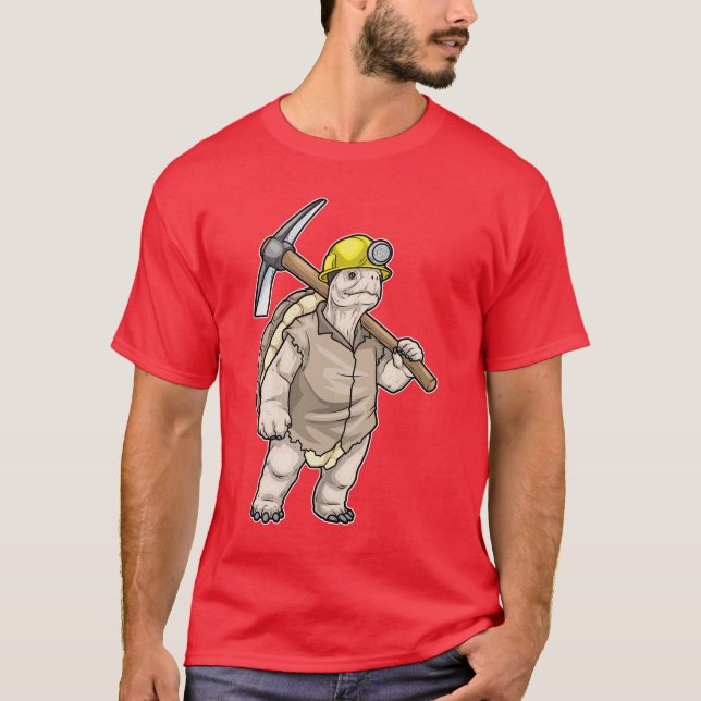 Turtle Miner Pickaxe Mining T Shirt (Framsida)