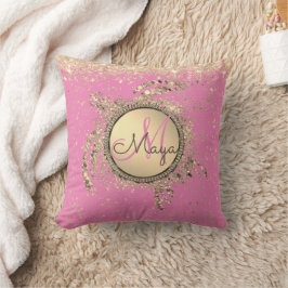 Turtle Monogram Stars on Rosa Personlig Kudde