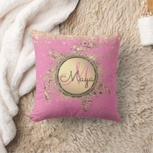 Turtle Monogram Stars on Rosa Personlig Kudde