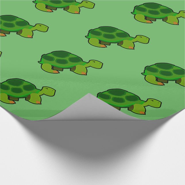 Turtle Mönster - Glossy Wrapping Papper, 30 x 6' Presentpapper (Hörn)