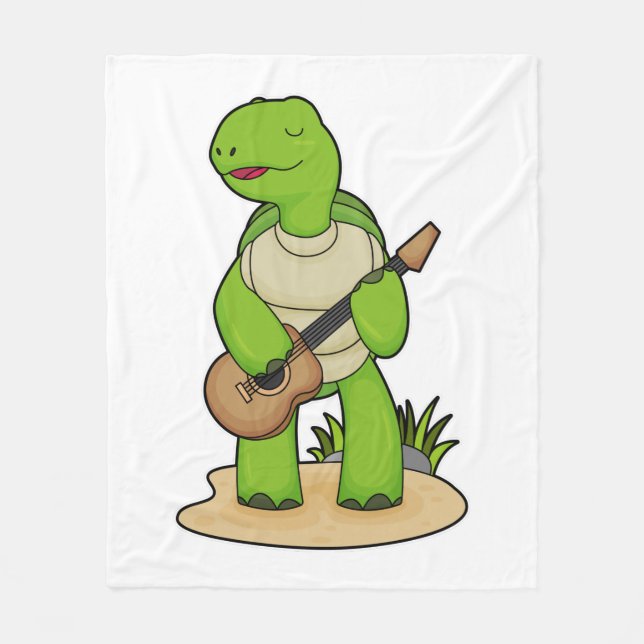 Turtle Musician Guitar Music Fleecefilt (Framsidan)